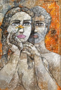 Iqbal Durrani, Self Portrait - Two-way Lust, 24 x 36 Inch, Oil on Canvas, Figurative Painting, AC-IQD-104